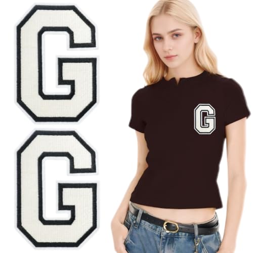 SOYCEV Letterman Jacken-Aufnäher zum Aufbügeln, 11,4 cm, groß, bestickte Buchstaben, Applikation, Varsity-Initialen, Aufnäher für Kleidung, Tasche, Kleid, Hut, Jeans, Weiß, G, 2 Stück SOYCEV Letterman Jacken-Aufnäher zum Aufbügeln, 11,4 cm, groß, bestickte Buchstaben, Applikation, Varsity-Initialen, Aufnäher für Kleidung, Tasche, Kleid, Hut, Jeans, Weiß, G, 2 Stück von SOYCEV