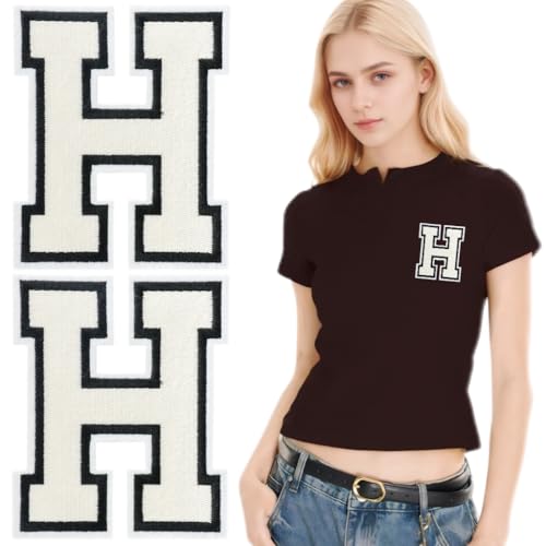 SOYCEV Letterman Jacken-Aufnäher zum Aufbügeln, 11,4 cm, groß, bestickte Buchstaben, Applikation, Varsity-Initialen, Aufnäher für Kleidung, Tasche, Kleid, Hut, Jeans, Weiß, H, 2 Stück SOYCEV Letterman Jacken-Aufnäher zum Aufbügeln, 11,4 cm, groß, bestickte Buchstaben, Applikation, Varsity-Initialen, Aufnäher für Kleidung, Tasche, Kleid, Hut, Jeans, Weiß, H, 2 Stück von SOYCEV