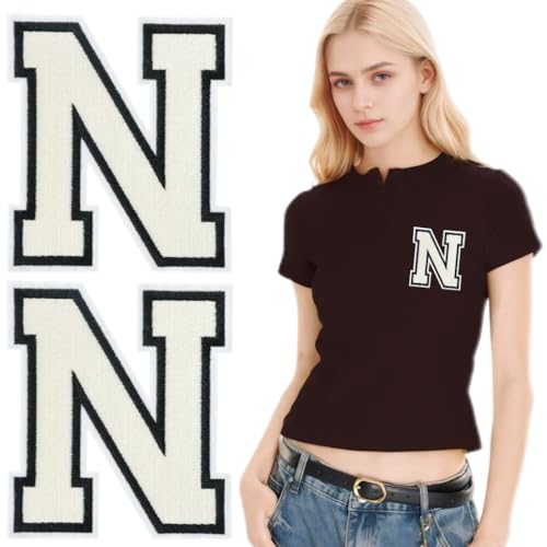SOYCEV Letterman Jacken-Aufnäher zum Aufbügeln, 11,4 cm, groß, bestickte Buchstaben, Applikation, Varsity-Initialen, Aufnäher für Kleidung, Tasche, Kleid, Hut, Jeans, Weiß, N, 2 Stück SOYCEV Letterman Jacken-Aufnäher zum Aufbügeln, 11,4 cm, groß, bestickte Buchstaben, Applikation, Varsity-Initialen, Aufnäher für Kleidung, Tasche, Kleid, Hut, Jeans, Weiß, N, 2 Stück von SOYCEV