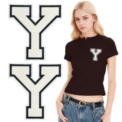 SOYCEV Letterman Jacken-Aufnäher zum Aufbügeln, 11,4 cm, groß, bestickte Buchstaben, Applikation, Varsity-Initialen, Aufnäher für Kleidung, Tasche, Kleid, Hut, Jeans, Weiß, Y, 2 Stück SOYCEV Letterman Jacken-Aufnäher zum Aufbügeln, 11,4 cm, groß, bestickte Buchstaben, Applikation, Varsity-Initialen, Aufnäher für Kleidung, Tasche, Kleid, Hut, Jeans, Weiß, Y, 2 Stück von SOYCEV