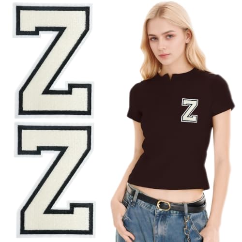 SOYCEV Letterman Jacken-Aufnäher zum Aufbügeln, 11,4 cm, groß, bestickte Buchstaben, Applikation, Varsity-Initialen, Aufnäher für Kleidung, Tasche, Kleid, Hut, Jeans, Weiß, Z, 2 Stück SOYCEV Letterman Jacken-Aufnäher zum Aufbügeln, 11,4 cm, groß, bestickte Buchstaben, Applikation, Varsity-Initialen, Aufnäher für Kleidung, Tasche, Kleid, Hut, Jeans, Weiß, Z, 2 Stück von SOYCEV