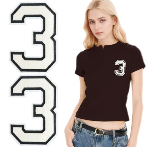 SOYCEV Letterman Jacken-Aufnäher zum Aufbügeln, 11,4 cm, groß, bestickte Buchstaben, Applikation, Varsity-Initialen, Aufnäher für Kleidung, Tasche, Kleid, Hut, Jeans, Weiß, Zahl 3, 2 Stück SOYCEV Letterman Jacken-Aufnäher zum Aufbügeln, 11,4 cm, groß, bestickte Buchstaben, Applikation, Varsity-Initialen, Aufnäher für Kleidung, Tasche, Kleid, Hut, Jeans, Weiß, Zahl 3, 2 Stück von SOYCEV