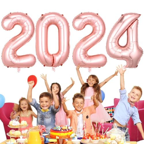 2024 Mylar-Luftballons, 40 Zoll Dekorative Luftballons - Multifunktionale langlebige große 2024 Folienzahlenballons für Jubiläumsdekoration von SOYDAN