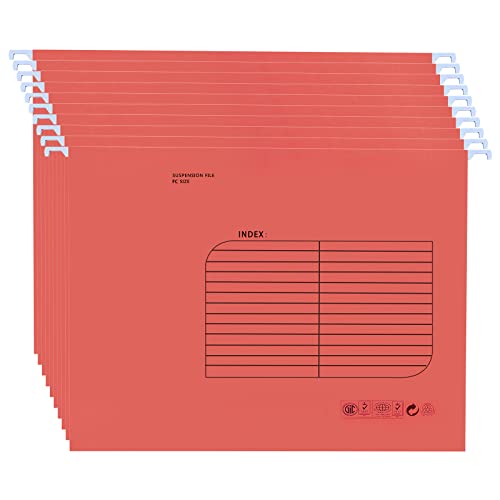 Foolscap Hängemappen mit Lasche und Karteneinsätzen (25 Stück, Rot) Verstärkte Hängeordner FC-Größe Aktenschrank-Ordner für Office School Home File Organization von SOYIRI