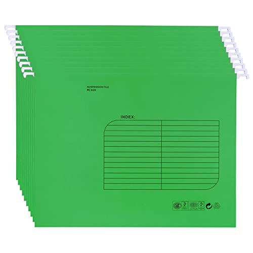 Foolscap Hängemappen mit Lasche und Karteneinsätzen (25 Stück, grün) Verstärkte Hängeordner FC-Größe Aktenschrank-Ordner für Office School Home File Organization von SOYIRI