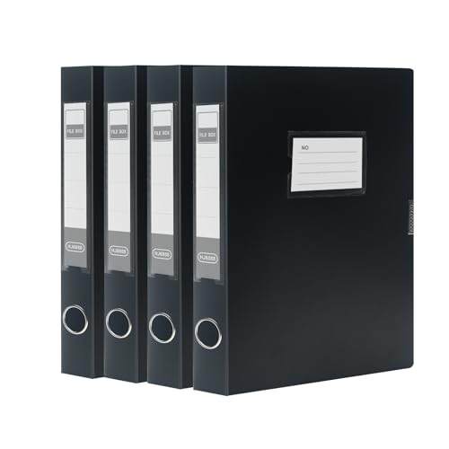 SOYIRI 4 Stück Archivbox A4,Sammelbox mit 40 mm Breit Rücken, Aktenordner für Büro, Zuhause und Schule,Schwarz von SOYIRI