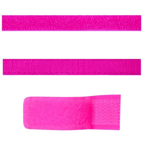 SIMON PIKE 10m x 1,5 cm Klettband neonpink (Flausch und Haken im Set), zum Aufnähen, hohe Verschlusskraft, wiederverschließbar, frei zuschneidbar von SP SIMON PIKE