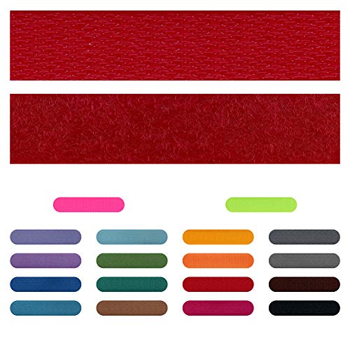 SIMON PIKE 4m Klettband 15 mm breit in rot, Klett Flausch und Haken zum Nähen, 4 Meter Klett Hakenband und Flauschband am Stück von SP SIMON PIKE
