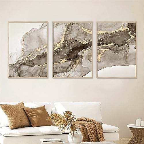 Set Mit 3 Modernen Postern In Marmor-Beige-Grau Abstrakte Wandkunst Leinwandgemälde Drucke Bilder Wohnzimmer Inneneinrichtung Schlafzimmer Küche Heim Dekoration-50 * 70Cm / 20 * 27 Zoll (Ungerahmt) von SPANN