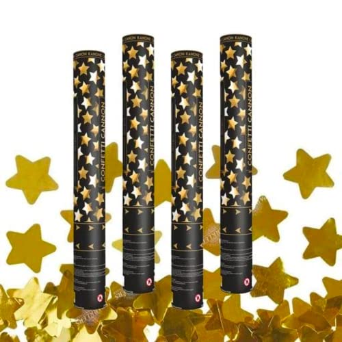 SPARKLERS CLUB® Konfettikanone Stern Gold 40 cm – Set mit 4 Konfetti-Werfern von SPARKLERS CLUB