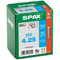 SPAX® Universalschrauben T20 Senkkopf BLANK A2 4 mm x 25 mm, 200 St. von SPAX®