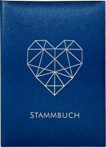 Stammbuch Hochzeit - DAHLIA - Familienbuch aus luxuriöser Metallicfolie in Blau, Familienstammbuch mit Stammbaum Vorlage zum Ausfüllen, Stammbuch der Familie im Format 14 x 21 cm von Buosha