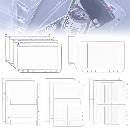 SPEACOUR 16 Stück Bindertaschen A5 Binder Taschen Transparent Ordnertaschen Wasserdicht Lose Blattbeutel PVC Loseblatttasche 6 Löcher Budget Binder Budgetordner für Büro, Schule, Meeting, Zuhause von SPEACOUR