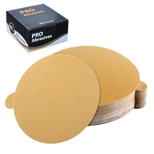 SPEEDWOX 50 Stück 12,7 cm Gold PSA-Schleifscheiben, Körnung 320, selbstklebend, selbstklebende Rückseite, Schleifpapier für DA-Schleifer, Gold-PSA-Schleifscheiben zum Schleifen von Automobilen, von SPEEDWOX