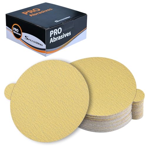 SPEEDWOX 50 Stück 15,2 cm Gold PSA-Schleifscheiben, Körnung 100, selbstklebend, selbstklebende Rückseite, Schleifpapier für DA-Schleifer, Gold-PSA-Schleifscheiben zum Schleifen, Automobil-Lackierung von SPEEDWOX