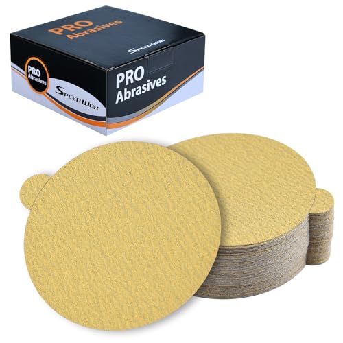 SPEEDWOX 50 Stück 15,2 cm Gold PSA-Schleifscheiben, Körnung 60, selbstklebend, selbstklebende Rückseite, Schleifpapier für DA-Schleifer, Gold-PSA-Schleifscheiben zum Schleifen von von SPEEDWOX