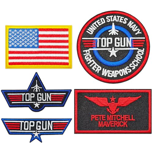 Top Gon Patches, Moral Patches zum Aufbügeln, US-Militär-Patches, Airsoft-Flicken für Jacken, taktische Patches für Rucksäcke, Bündel, Haken und Schlaufe von SPEETH