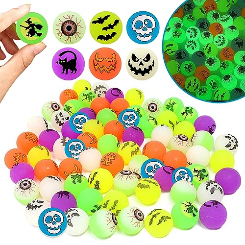 SPERMUOY Halloween Flummi 48 Stück Leuchtend Flummies Gummiball Springball Halloween Hüpfball, Halloween Luminous Flummis für Kinder Geschenktüten Füllstoffe Party von SPERMUOY