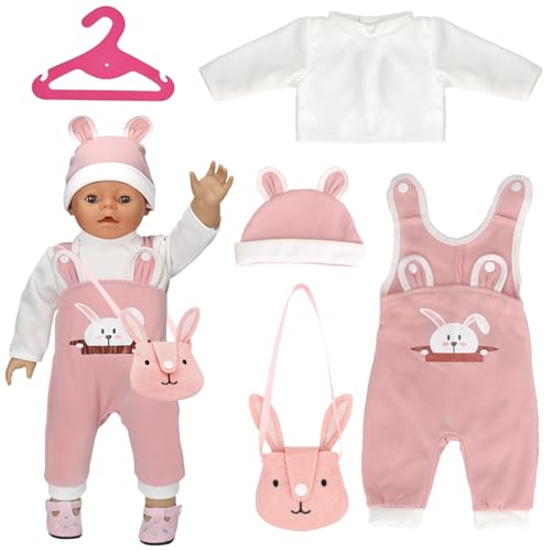 SPERMUOY Puppenkleidung für Baby Puppen,Kleidung Bekleidung Outfits für Baby Puppen,Puppenkleidung 35-43 cm mit Kleiderbügel Hasenpackung,Baby Puppenkleidung (Keine Puppe) von SPERMUOY