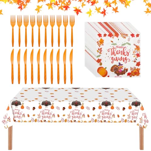 SPERMUOY Servietten Herbst Thanksgiving deko,20 Servietten Herbstmotiv Herbst Servietten 137 * 274cm Herbst Tischläufer Herbst Tischdeko Thanksgiving Deko für Herbstdeko Herbstparty von SPERMUOY