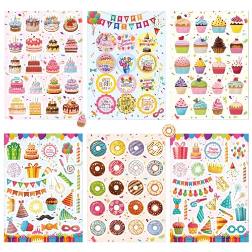 SPERMUOY Sticker Geburtstag,6 Stück Happy Birthday Aufkleber Selbstklebende Geburtstagsaufkleber,Geburtstag sticker kinder zum Geburtstag Party Dekorationsaufkleber von SPERMUOY