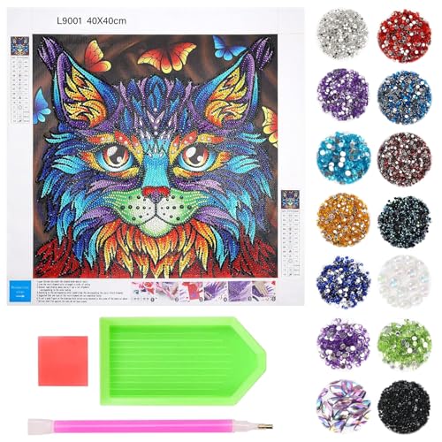 SPHERETRON Diamand Painting für Kinder DIY Diamant Malerei 40 * 40 cm 5D Diamond Painting Kit Diamond Painting Kinder Katze Geschenke für Mädchen 7 8 9 10 11 Jahre von SPHERETRON