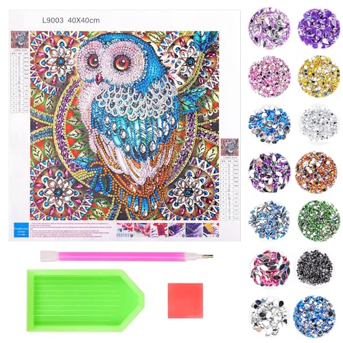 SPHERETRON Diamond Painting Kits Diamand Painting für Kinder DIY 5D Diamond Painting Eulen Cartoon Diamond Painting Kinder Eulen Geschenke für Kinder und Erwachsene Anfänger（40 * 40 cm ） von SPHERETRON