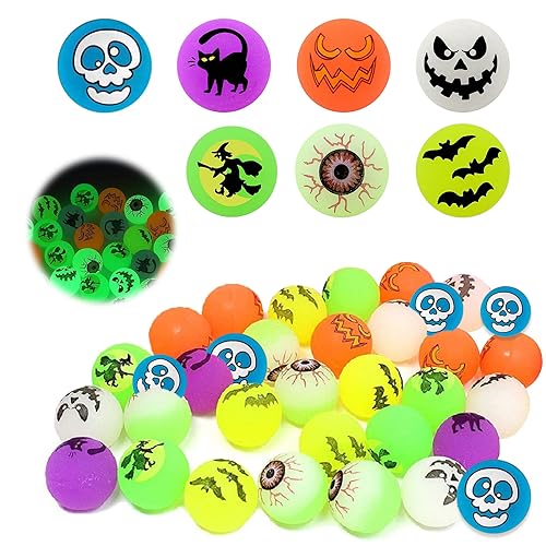 SPHERETRON Halloween Luminous Bouncy Balls,24 Stück Halloween Flummi, 22mm Dunkeln leuchtende springende bälle,Flummi Mitgebsel für Halloween Party Tüte für Kinder - Jungen & Mädchen von SPHERETRON