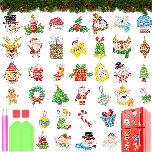 36Pcs Diamond Painting Kinder Weihnachten Sticker, 5D Diamant Painting Christmas, DIY set Weihnachten, Selbstklebend Sticker Weihnachten Kinder Mädchen, Weihnachten Dekoration, Weihnachten Geschenke von SPINNE LUCAS