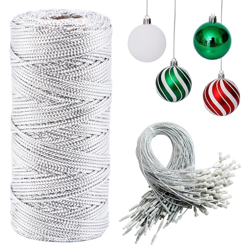 SPOKKI 1.5 mm Silver Metallic Kordel, 100M Silverfaden Zum Basteln, DIY Bastelschnur für Handwerk Schmuckschnur Hochzeit Dekorieren oder Geschenkverpackungen Weihnachtsschnur (Silver) von SPOKKI