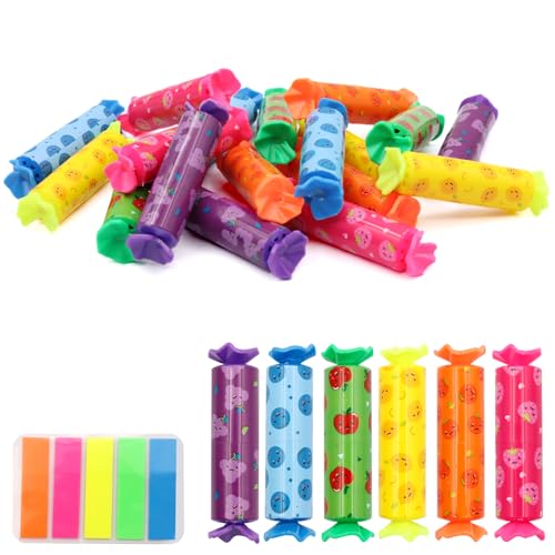 SPOKKI 30 Stück Mini Textmarker, 6 Farben, Farbenfrohe Bonbon-Marker, Kinder-Schüler-Schreibwaren, Schulzubehör von SPOKKI