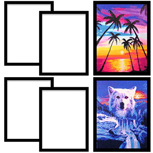 SPOKKI 4 Pack Diamond Painting Rahmen, Schwarz Diamond Painting Bilderrahmen 30x40, Diamond Painting Zubehör Magnet Bilderrahmen für Diamant Painting Bilder (Innenmaß 25x35cm) von SPOKKI