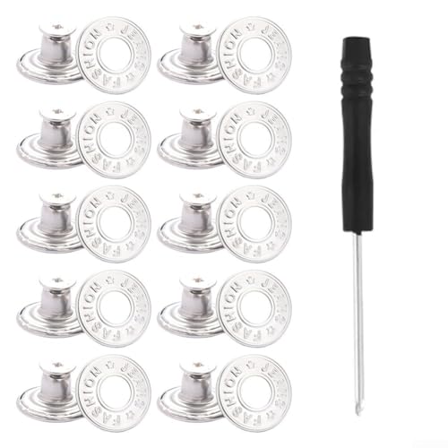 10 Stück Metall-Jeansknöpfe, Ersatz-NoSew Schraubknopf-Reparatur-Set, DIY, 17 mm Größe (E) von SPORTARC