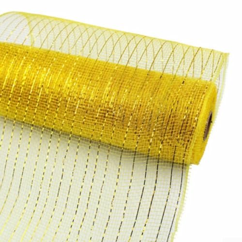 Innovative Deko-Mesh-Band-Rollen in einer Länge von 9,1 m, perfekt für Bastelarbeiten (Gold + Gold) von SPORTARC