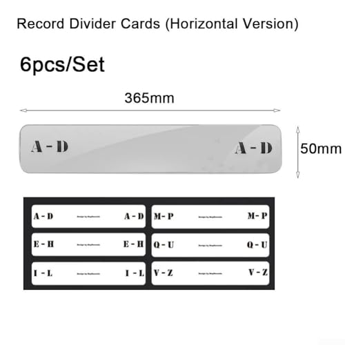 Organisieren Sie Ihre Sammlung, 6 Schallplatten-Trennblätter mit klarer Sichtbarkeit und Alphabet-Tabs (horizontale LP-Karten) von SPORTARC