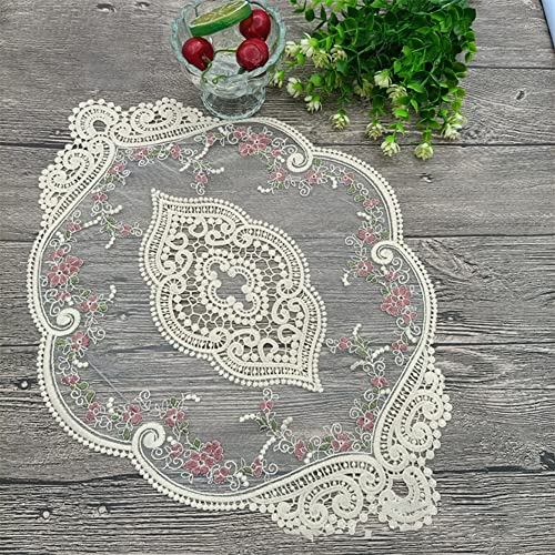 SPORTARC Tischdecke, bestickt, Spitze, rund, 31 x 44 cm, für Hochzeit, Party, Abendessen, 2 Stück von SPORTARC