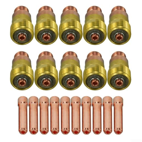 SPORTARC 20 Stück TIG für Stubby Gaslinse, 2,4 mm 10N24S Wig-Spannzange und 2,4 mm 17GL332 Kurzgaslinsen-Set für DB SR WP 17 18 26 Schweißzubehör von SPORTARC