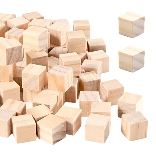 SPORWAY 120 Stück Holz Würfel, 20 MM Holzblöcke Holzwürfel Bastelwürfel Blanko Deko Holz Basteln Bastelmaterial Holz Quadrat Würfel für DIY Malen Handwerk Stempel Zahlen von SPORWAY