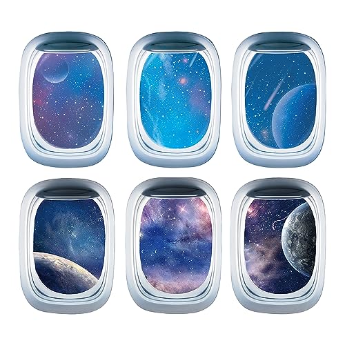 SPORWAY 3D Wandtattoo Planet Wandaufkleber, 6 Stück Wandsticker Kinderzimmer 3D Bullauge Wandtattoo, Weltall Wandaufkleber Planet Sticker Galaxis Universum Wandbild Wanddeko für Kinderzimmer Bad von SPORWAY