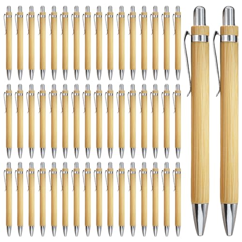 SPORWAY 50PCS Kugelschreiber: Holz Kugelschreiber Bambus Kugelschreiber Set, Holzkugelschreiber für Schreiben, Journaling, Schule, Bürobedarf, Abschlussgeschenk (Blau) von SPORWAY