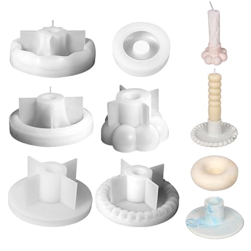 SPORWAY 6 Stück Kerzenhalter Silikonform: Kerzenhalter Gießformen Runder Silikonform Teelichthalter Silikonformen, DIY Runder Gießform Kerzenhalter Stabkerze für Wohndekoration Kunst Dekoration von SPORWAY