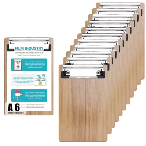 SPORWAY A6 Klemmbrett Holz: 12 Stück Schreibbrett mit Metalklemme, Holzfaser Clipboard, Klemmbrett, Pad Halter Clipboard, Clipboard zum Aufhängen, Schreibbrett für Büro, Restaurant, Schule von SPORWAY