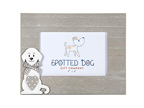 SPOTTED DOG GIFT COMPANY Bilderrahmen mit Hundemotiv, 15x10 Haustier Fotorahmen aus Holz, Tierfotorahmen, Hund Haus Dekoration, Geschenke für Hundeliebhaber Hundemama, Grau von SPOTTED DOG GIFT COMPANY