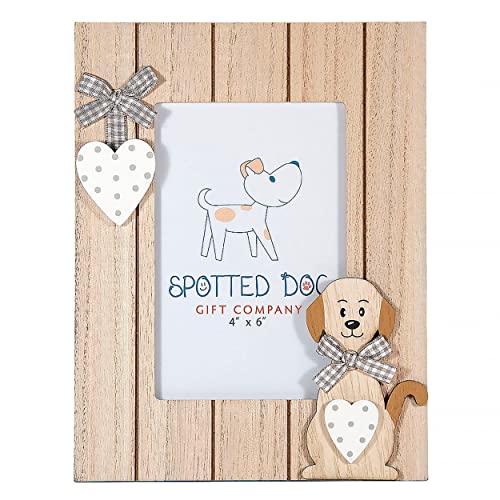 SPOTTED DOG GIFT COMPANY Bilderrahmen mit Hundemotiv, 10x15 Haustier Fotorahmen aus Holz, Tierfotorahmen, Hund Haus Dekoration, Geschenke für Hundeliebhaber Hundemama, Braun von SPOTTED DOG GIFT COMPANY