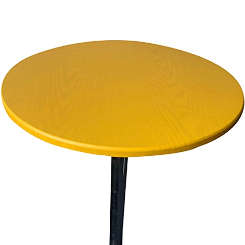 Runde, passgenaue Tischdecke mit elastischen Kanten, wasserdicht, abwischbar, Stretch-Tischdecke für Zuhause, Terrasse, drinnen und draußen (gelb, Durchmesser 100 cm) von SPOUR