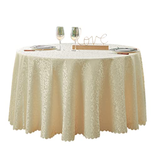 SPOUR Runde Tischdecke aus Polyester für Abendessen, Bankette, Verlobungsfeiern, Hochzeiten, runde Tischdecke (Beige, 240 cm) von SPOUR