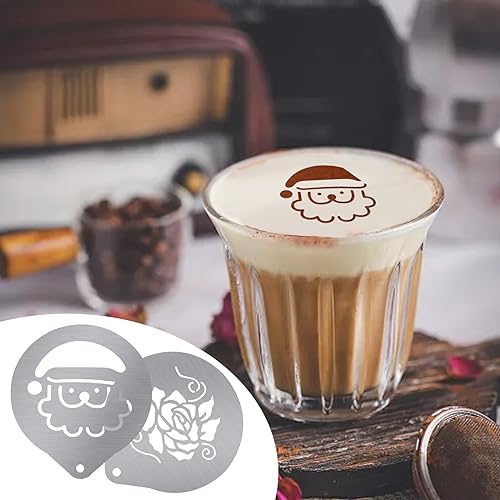 SPRHR 6 Stück Kaffeeschablone aus Edelstahl, Cappuccino Schablonen für Kakaopulver, Geeignet für Dekorationsschablone, Kaffeezubehör, DIY Kunst Vorlagen, Kuchendekorationswerkzeug von SPRHR