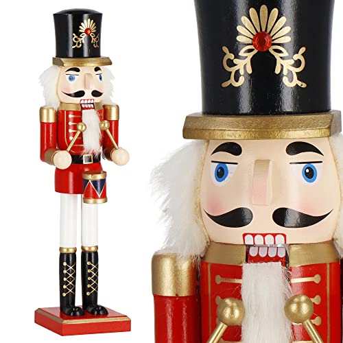 SPRINGOS Nussknacker Figur Soldat mit Trommel 38 cm Dekofigur Holzfigur Weihnachtsdekoration von SPRINGOS