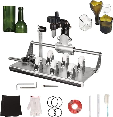 SPUZZO Verbesserter Glasflaschenschneider for alle Formen, multifunktionales DIY-Glasschneider-Set mit komplettem Zubehör, geeignet for Bier, Whiskey, Wein, Champagner von SPUZZO