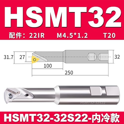 1pc HSMT Einzel Gewinde Fräser Trapez Gewinde Fräser Interne Kühlung for 11IR 16IR Serie CNC Hartmetall Einfügen(HSMT32-32S22) von SPWWW